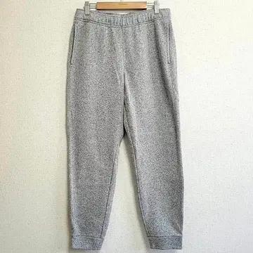 유니클로 니트 플리스 이지 앵클 팬츠 그레이 M 총 허리밴딩 끈