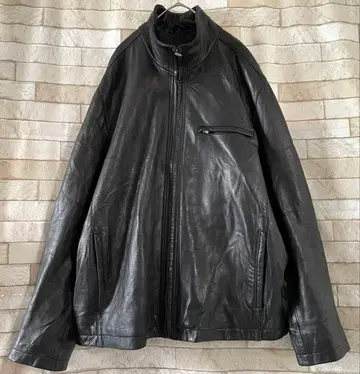 GUESS 가죽 자켓 천연 가죽 안감 퀼팅 블랙 XL