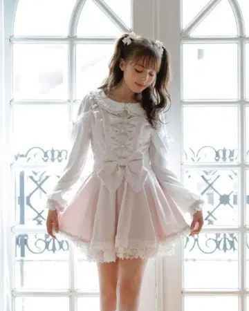 LIZLISA 트리플 리본 프릴 셋업 핑크