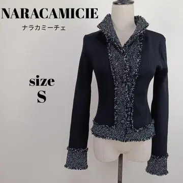 [ a1926 ] 나라 까미체 프릴 트위드 가디건 1 블랙