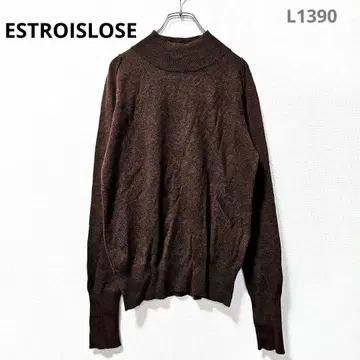 에스트로와 로스 니트 M 상당 브라운 긴팔 하이넥 긴팔 면 100%