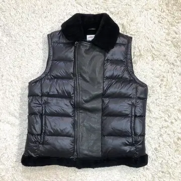 [새상품급] 엠메티 다운 베스트 무스탕 보아 블랙 M 사이즈 46