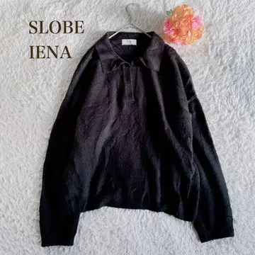슬로브 이에나 [ Free ] 블랙 폴로 칼라 니트 캐주얼 코디하기 쉬운