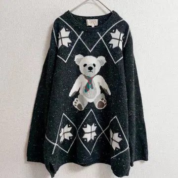 s0785 [유투 컬렉션] 노르딕 베어 패턴 니트 캐시미어 100%