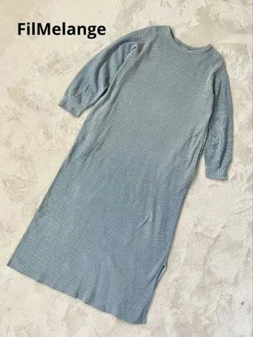 FilMelange 일본제 와플 롱 원피스 블루