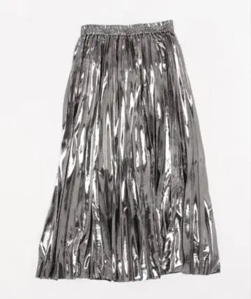 JEANASIS 실버 플리츠 스커트 미러 롱 스커트