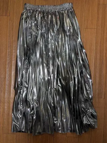 JEANASIS 실버 플리츠 스커트 미러 롱 스커트 미사용 새상품