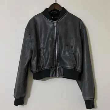 ZARA 레더 봄버 자켓 그레이