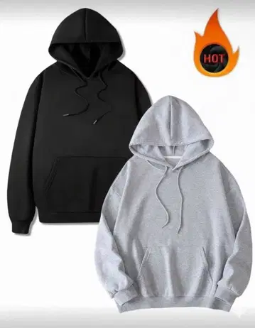 새상품 2 세트 바이컬러 후드티 블랙 그레이 스플릿 컬러 후디