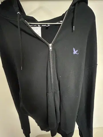 와릿이즌 블랙 후드티 XL 보라색 새 자수