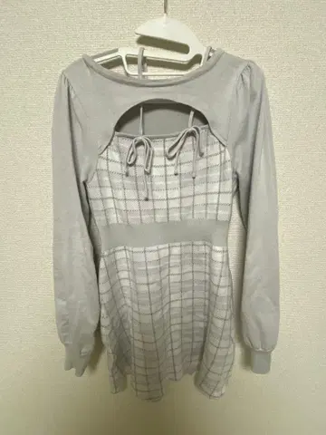 evelyn 리본 체크 타이트 op 아이스 그레이