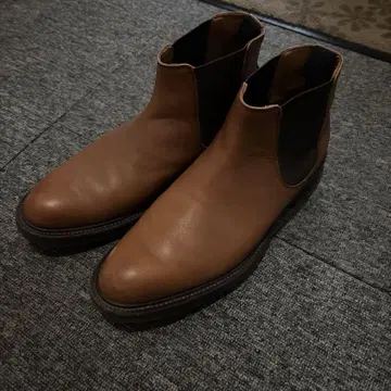 브라운 사이드 고어 부츠 가죽