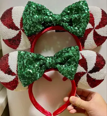 2세트 새상품 해외 디즈니 머리띠 캔디 스팽글 빨간색