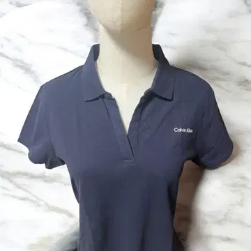 Calvin Klein 피케 셔츠 네이비 여성용 원포인트 로고