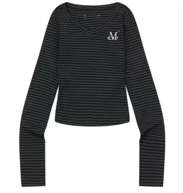 스트라이프 V넥 긴팔 상의