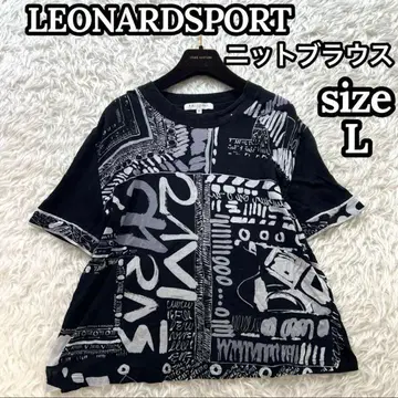 레오나르 스포츠 여성용 반팔 니트 블라우스 올 패턴 라이트 스톤 XL