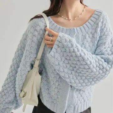 mystic 포코포코 니트 가디건 블루