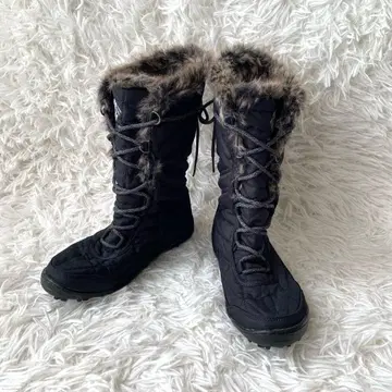 컨디션 최상 컬럼비아 스노우 부츠 레이스업 방수 퍼 블랙 25cm