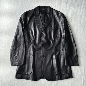 [ 새상품급 ] 띠어리 가죽 테일러드 자켓 3 버튼 램 가죽 블랙