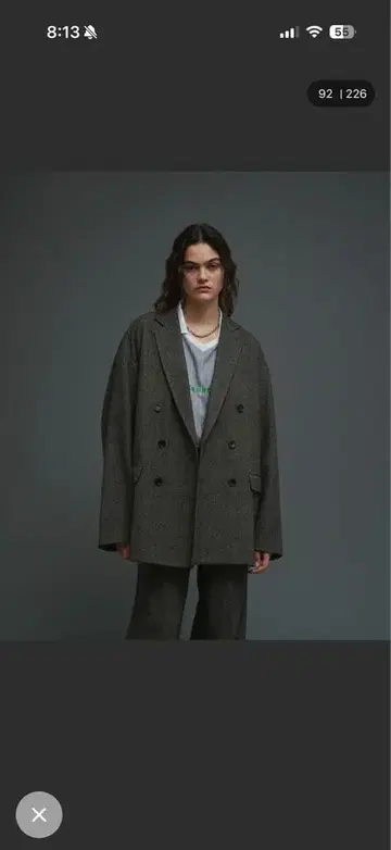 soerte 오버 사이즈 더블 브레스트 자켓 그레이 계열 기타