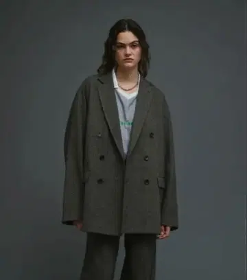 soerte 오버 사이즈 더블 브레스트 자켓 그레이 계열 기타