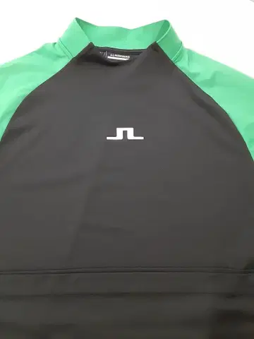 J.LINDEBERG 남성용 골프 셔츠 M 블랙/그린 모크넥