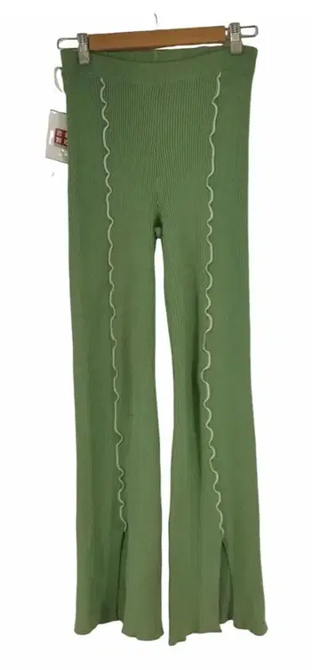 soduk Colored stitch slit knit trousers