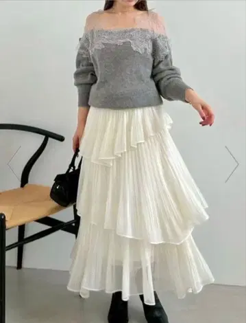 Sustainable 플리츠 티어드 롱 스커트 snidel