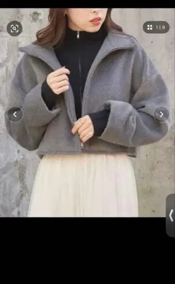 chico 아우터 샤기 W 지퍼 숏 블루종