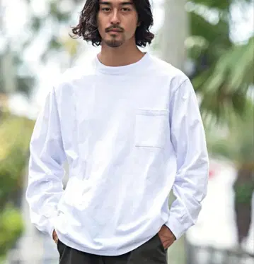 GOOD WEAR 롱티 포켓티 긴팔 L 화이트 USA 코튼