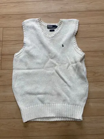 랄프 로렌 화이트 V넥 니트 베스트 M