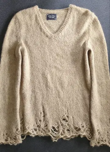 넘버나인 베이지 그런지 니트