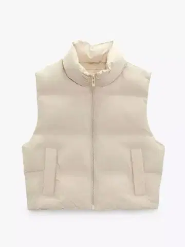 ZARA 숏 퀼트 베스트 에크루