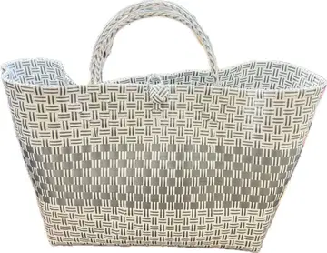 뜨개질 디자인 토트백 화이트/그레이