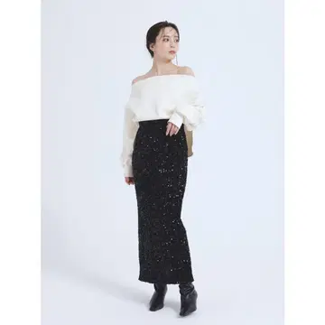 벨로아 스팽글 타이트 스커트