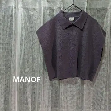 MANOF 마노프 카라 부착 니트 베스트 슬릿 입 슬리브리스