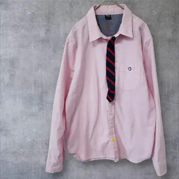 캐주얼 셔츠 핑크 미키 셔츠 넥타이풍 디즈니