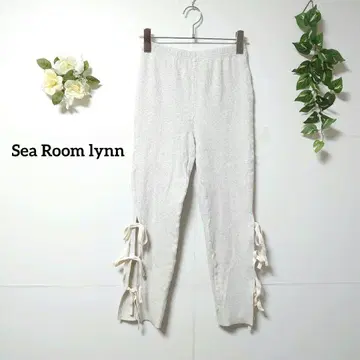 시루무린 리브 레깅스 팬츠 M 사이드 리본 허리밴딩