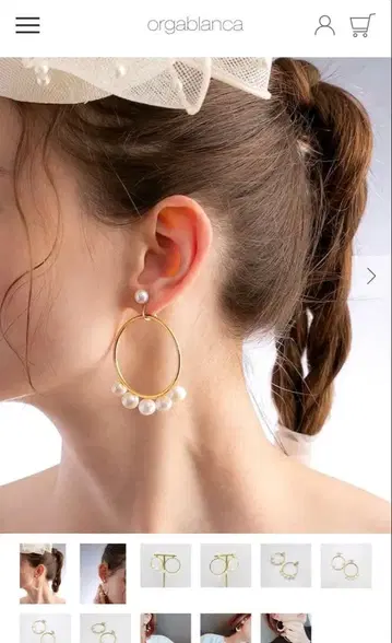 orgablanca 펄 장식 골드 후프 귀찌