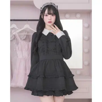 pium 프릴 리본 카라 부착 셋업