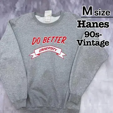 90s- Hanes 맨투맨 M 그레이 칼리지 프린트 구제 의류