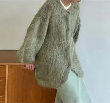 CLANE 모헤어 샤기 가디건 민트