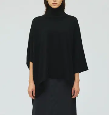 mizuiro ind 하이넥 판초 풀오버 블랙