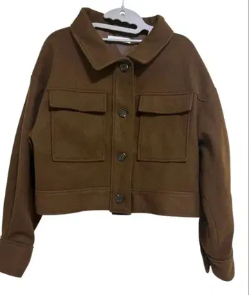 브라운 크롭 자켓 숏 기장