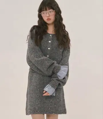 loin nuit 로완뉴이 스팽글 니트 셋업 그레이