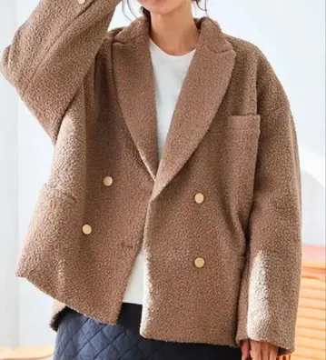 부클레 오버 사이즈 자켓 코트 테일러드 코트 자켓