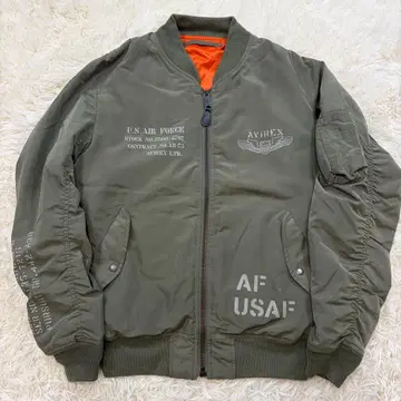 아비렉스 리버서블 MA-1 XL 빅 사이즈 로고 프린트 올리브