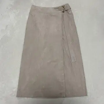 오페크닷클립 스웨이드풍 롱 스커트 벨트 베이지 M