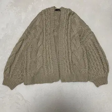 리디 가디건 청키 니트 리브 소매 브라운 M 사이즈