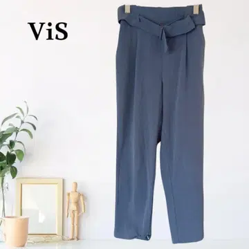 zB454 [ S ] ViS 동일 원단 벨트 테이퍼드 하이웨스트 팬츠